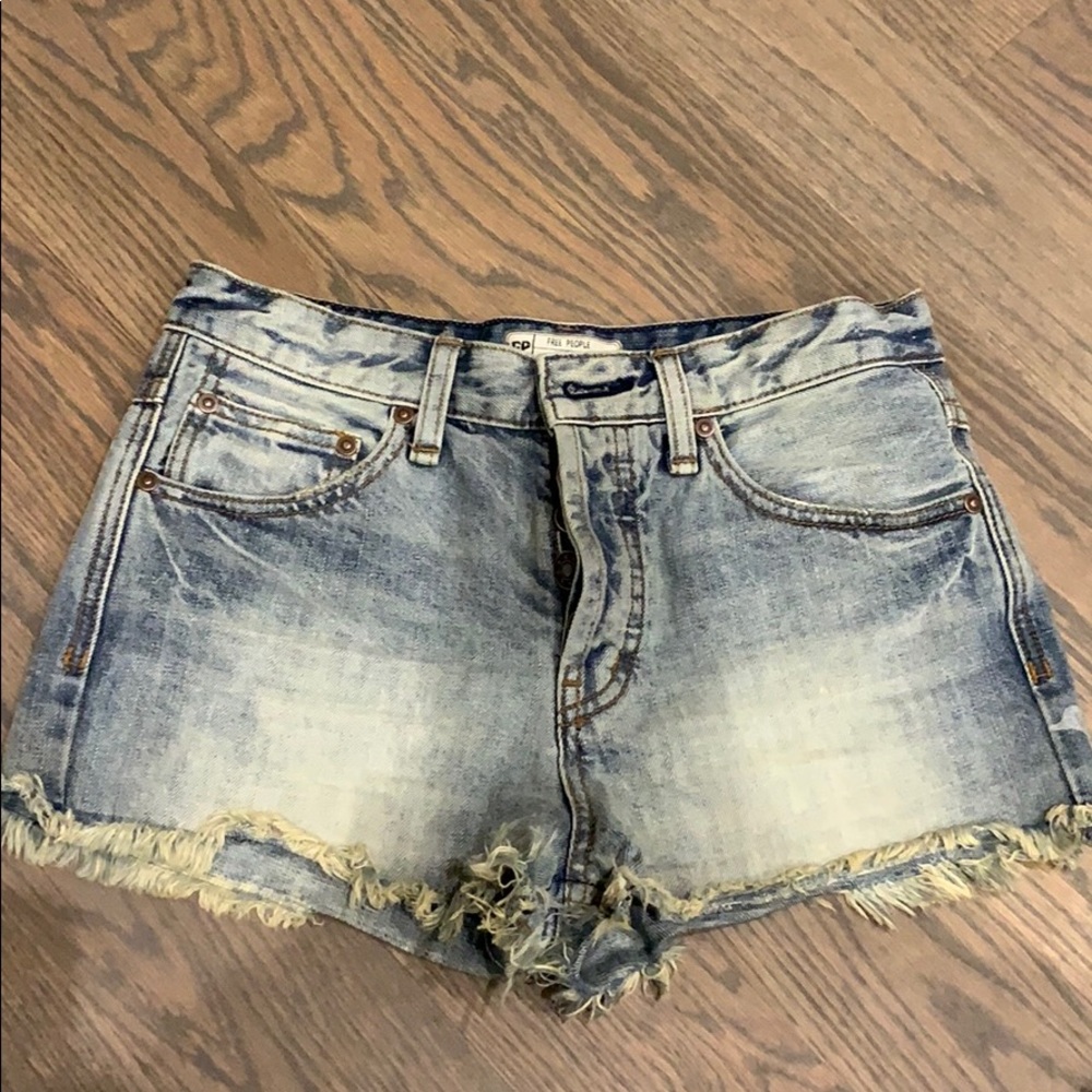 Free People Jean Button Shorts